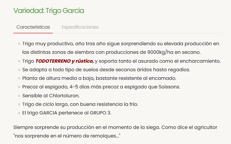 caracteristicas trigo garcia